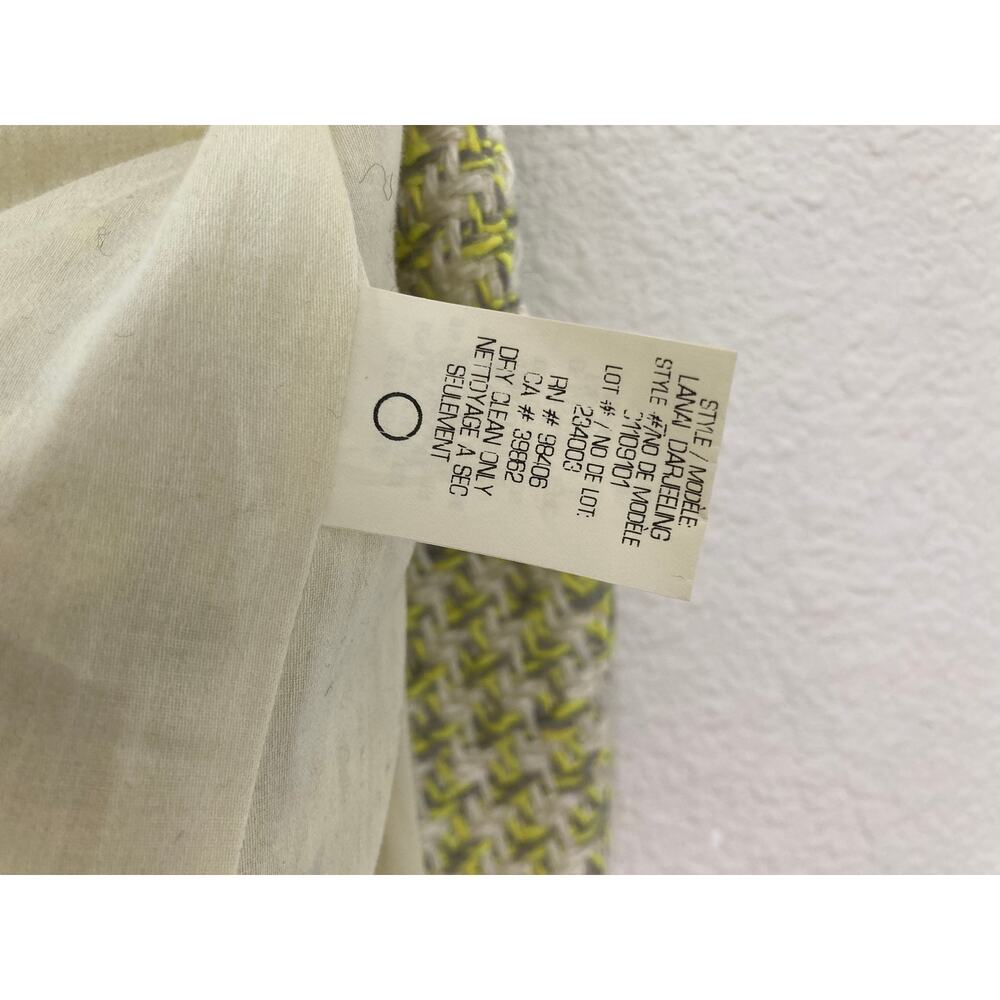 Theory Twee Woven Lime Green Collarless Houndstooth Preppy Tweed Blazer Jacket 6 - Picture 10 of 11